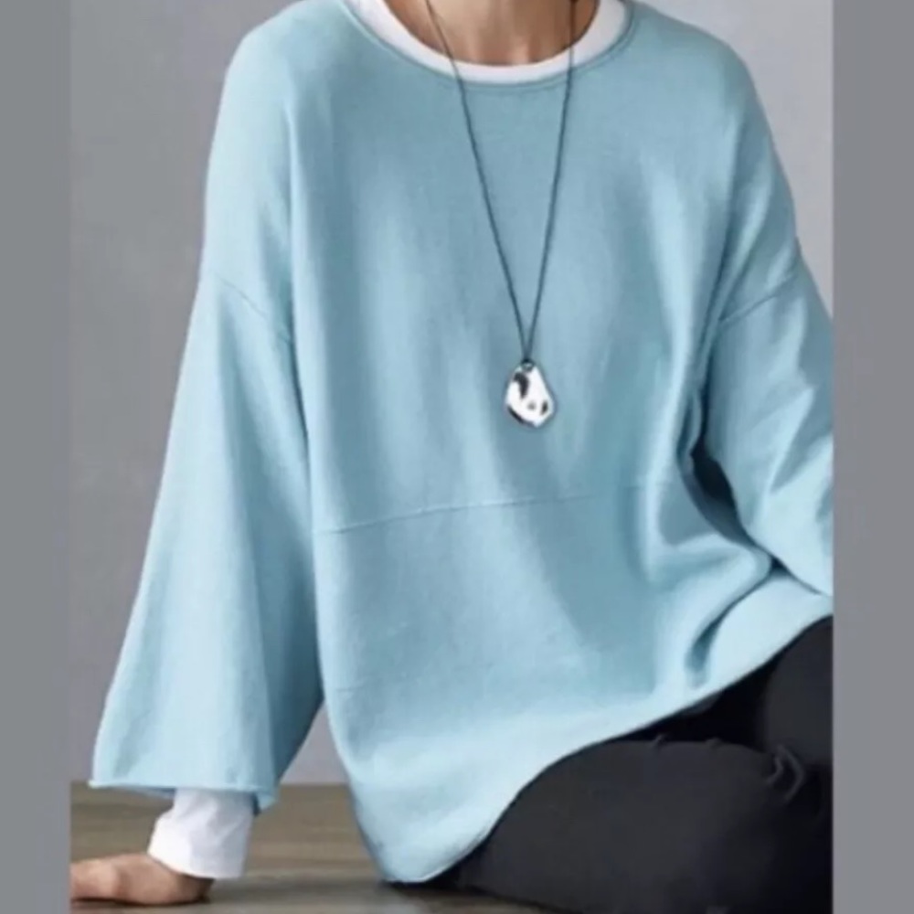 Pure Jill Sea Mist Cotton Cashmere Sweater Sz XS - Picture 2 of 9